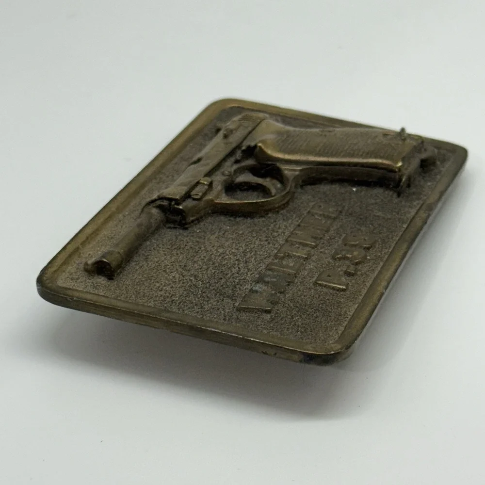 VTG Adezy Denver Brass Walther P.38 Belt Buckle‎ Americana WW2 9mm Memorabilia
